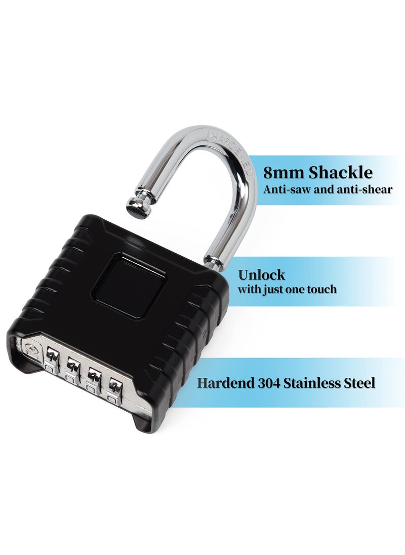 Generic - Heavy Duty Combination Padlocks Outdoor, 52mm Stainless Steel 4 Digit Locker Code Padlock Weatherproof, 4 Digit Combination Padlock for Home Shed Fence Warehouse Garage Black - Image 1