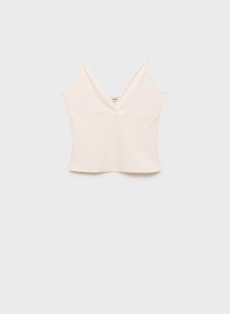 MANGO Casual V-Neck Cotton Top - Image 1