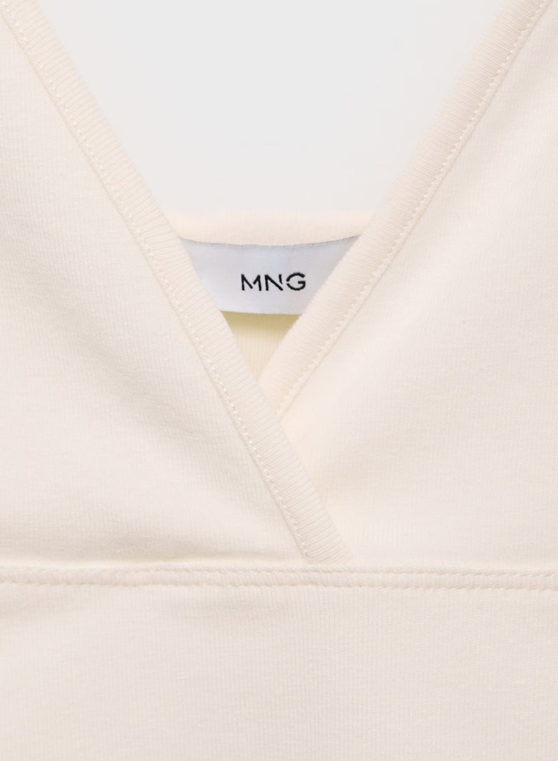 MANGO Casual V-Neck Cotton Top - Image 2