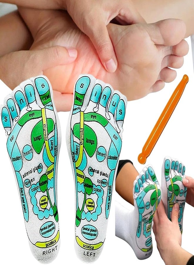RECLUSE Reflexology Acupressure Therapy Socks with Foot Massage Stick – Printed Foot Pressure Point Chart Socks for Men Women, Heel Pain Relief, Arch Support, Circulation Therapy Foot Massage Kit - Image 4