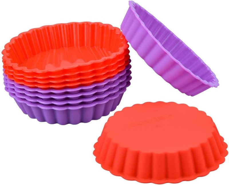 FUNBAKY Silicone Quiche Pan, Mini Pie Pan Non-stick Round Silicone Baking Molds 10 Packs - Image 1