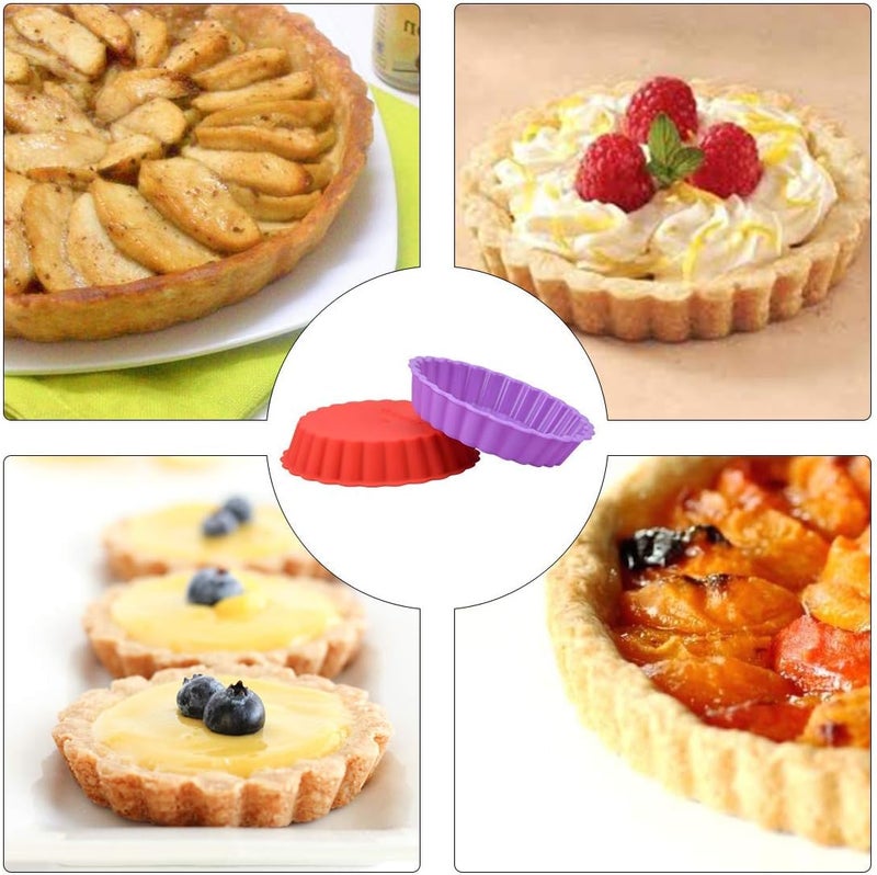 FUNBAKY Silicone Quiche Pan, Mini Pie Pan Non-stick Round Silicone Baking Molds 10 Packs - Image 5