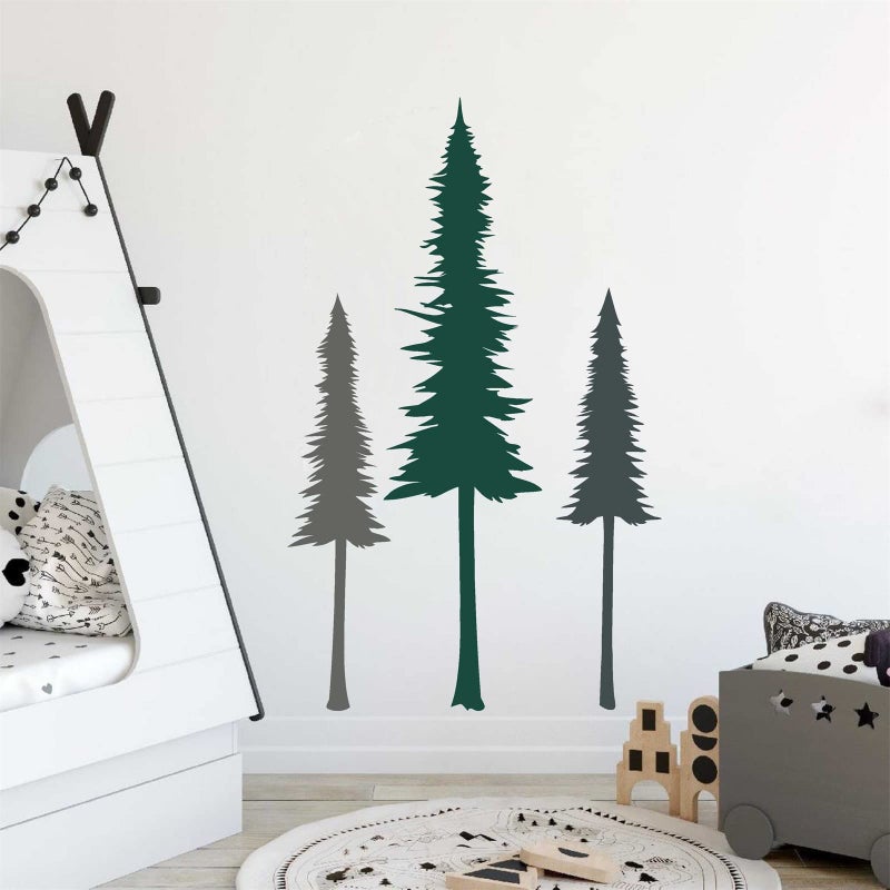Large Pine Evergreen Tree Wall Sticker  Forest Art Nature Decor  Removable Vinyl Stickers  Woodland Tree Wall Decal  Nursery Kids Bedroom Living Room Decorations