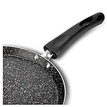 Lampostick Lampostick Nonstick Aluminum Coating Pan Flat Skillet Dosa Tawa Tortilla Pan 28cm Pancake Griddle Roti Pan PFOA Free with StayCool Handle Induction Compatible Black  - Image 2