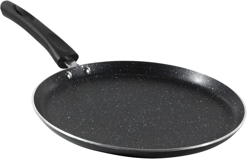 Lampostick Lampostick Nonstick Aluminum Coating Pan Flat Skillet Dosa Tawa Tortilla Pan 28cm Pancake Griddle Roti Pan PFOA Free with StayCool Handle Induction Compatible Black  - Image 1
