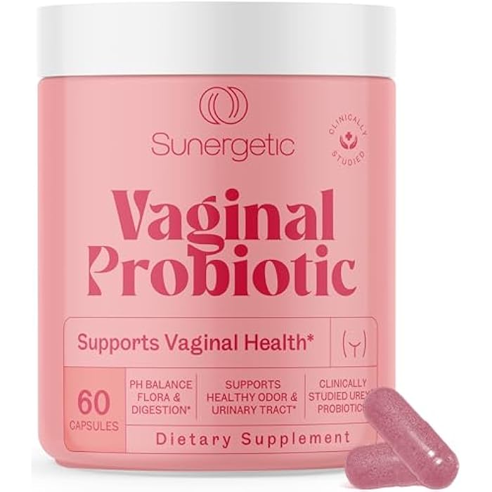 Sunergetic Premium Vaginal Probiotics for Women – Clinically Studied Lactobacillus Vaginal Probiotic with Prebiotic & Cranberry to Balance PH, Reduce Odor, Urinary Tract Support & Feminine Health – 60 Capsules - Image 1