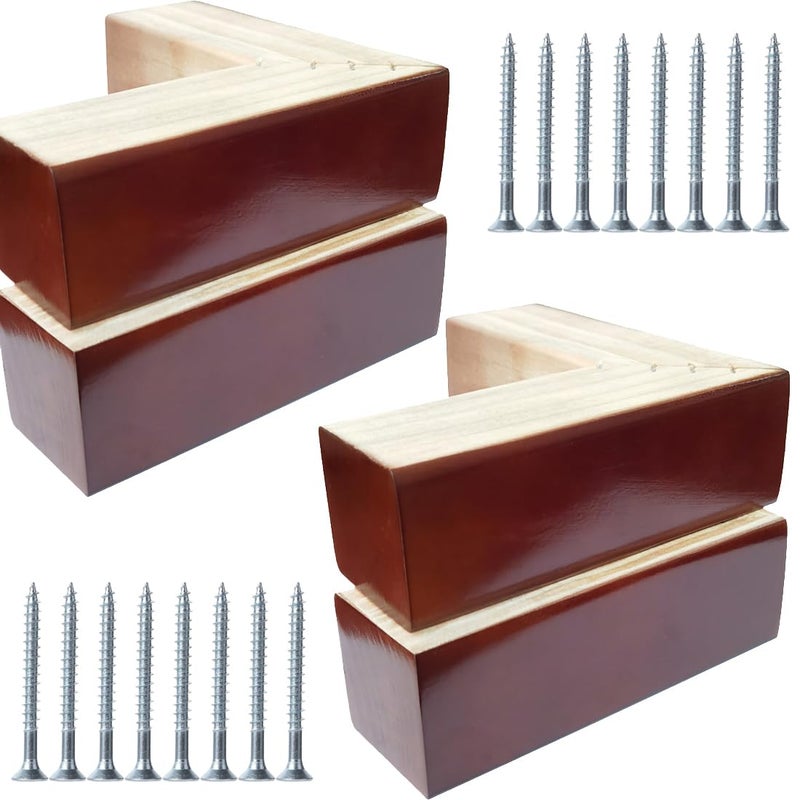 Btibpse 2 Inch Wooden SofaBed Riser L Shaped Wood Furniture LegsCouch LegsReplacement Sofa FeetDresser Leg Set of 4 LShaped Dark Brown