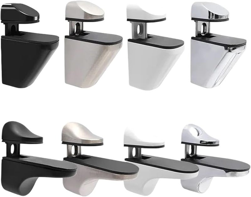 Adjustable Glass Clamp Brackets With Anti Slip Pads Silver 4pcs Shelf Support For Bathroom - Image 2