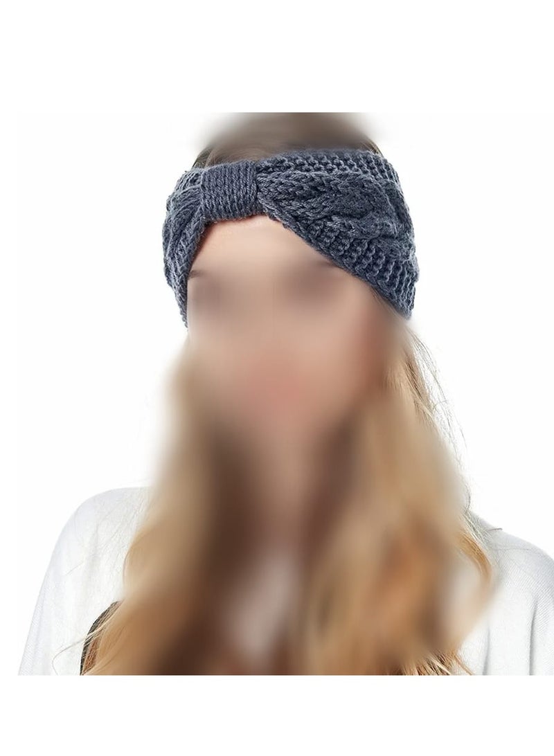 إسكدنيا رباط رأس شتوي مربع الشكل بشكل هندسي. لون رصاصي - Image 4