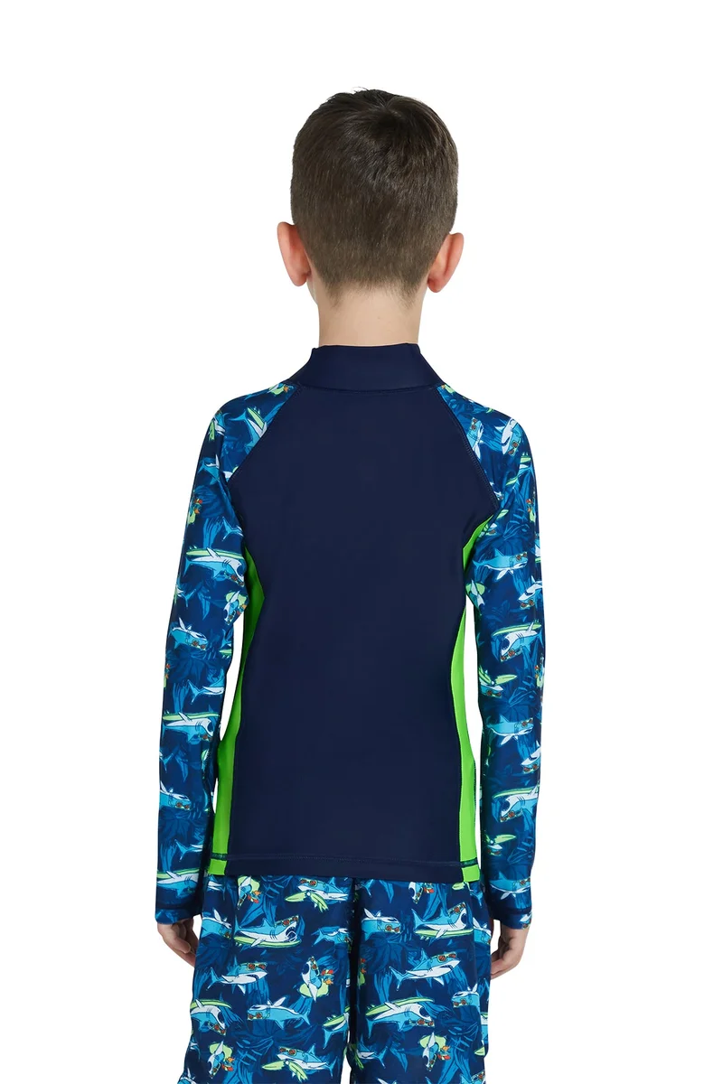 COEGA SUNWEAR COEGA Boys Kids Rashguard Long Sleeve - Navy Sharks