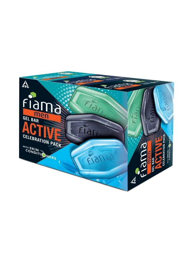 Fiama Men Gel Bar Active Celebration Pack With 3 Unique Gel Bars With Skin Conditioners For Refreshed & Moisturised Skin 125G Soap (Pack Of 3) - Image 2