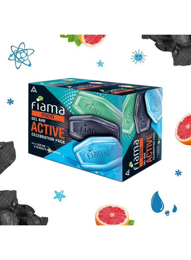 Fiama Men Gel Bar Active Celebration Pack With 3 Unique Gel Bars With Skin Conditioners For Refreshed & Moisturised Skin 125G Soap (Pack Of 3) - Image 3