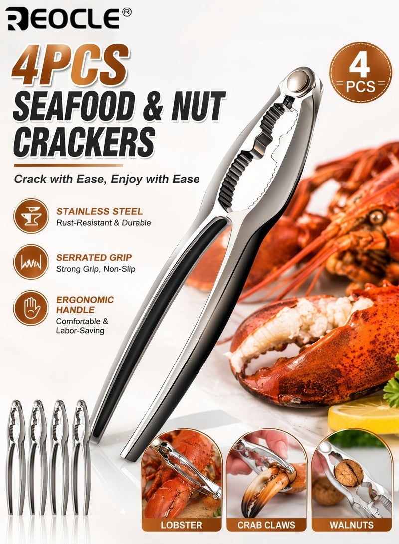 REOCLE 4 PCS Crab Leg Crackers and Tools Shellfish Crab Claw Seafood Lobster Cracker Set Multi-Purpose Nut Crackers for Crab Legs Easy to Use Durable Ideal for Seafood Lovers Home Dinners Parties - Image 1