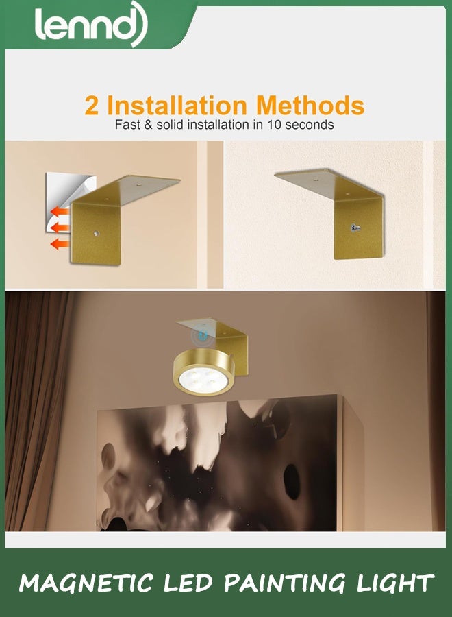 LENND 3-Pack Wireless Battery Operated Picture Lights: Each picture light is up to 80 lumens, with a high transmittance shade for a brighter overall effect. Painting light use 3 AA batteries (batteries not included) and can be used by simply replacing the batteries  - Image 5