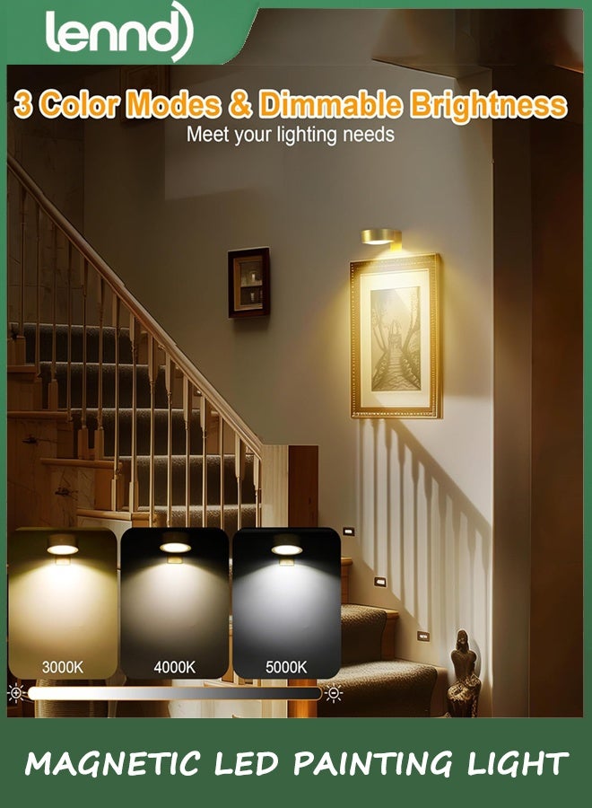LENND 3-Pack Wireless Battery Operated Picture Lights: Each picture light is up to 80 lumens, with a high transmittance shade for a brighter overall effect. Painting light use 3 AA batteries (batteries not included) and can be used by simply replacing the batteries  - Image 3
