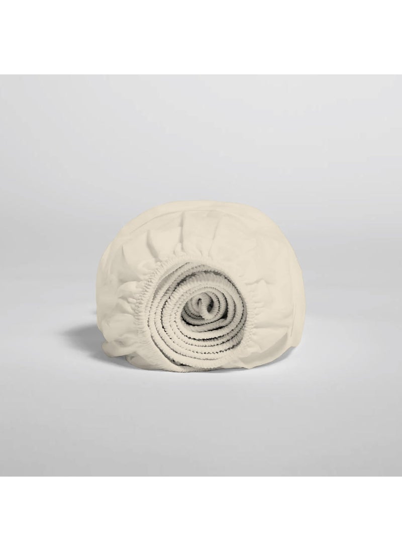 SUPREME ELEGANCE 100% Cotton Fresh Ivory King Size Fitted Sheet Only  Lightweight & Breathable Bottom Sheet  Cool & Crisp Easy Fit 17 Deep Pocket King Fitted Sheet (78 W x 80 L)  - Image 2