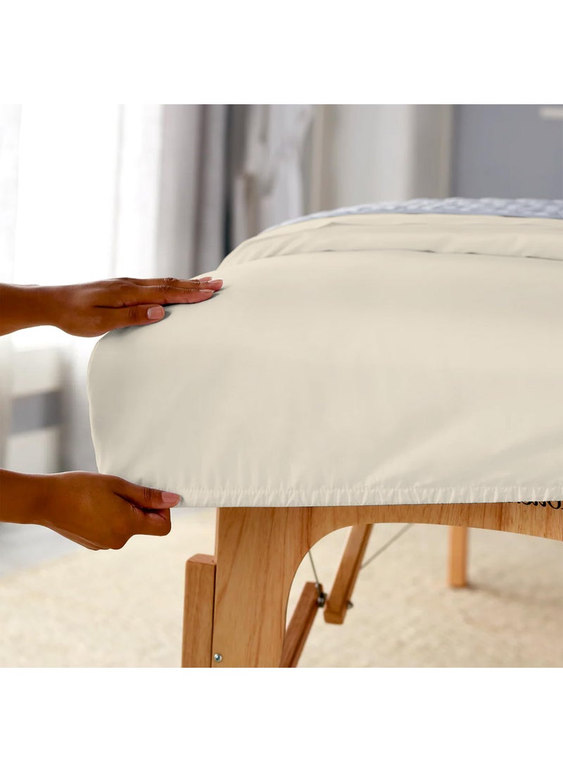 SUPREME ELEGANCE 100% Cotton Fresh Ivory King Size Fitted Sheet Only  Lightweight & Breathable Bottom Sheet  Cool & Crisp Easy Fit 17 Deep Pocket King Fitted Sheet (78 W x 80 L)  - Image 3