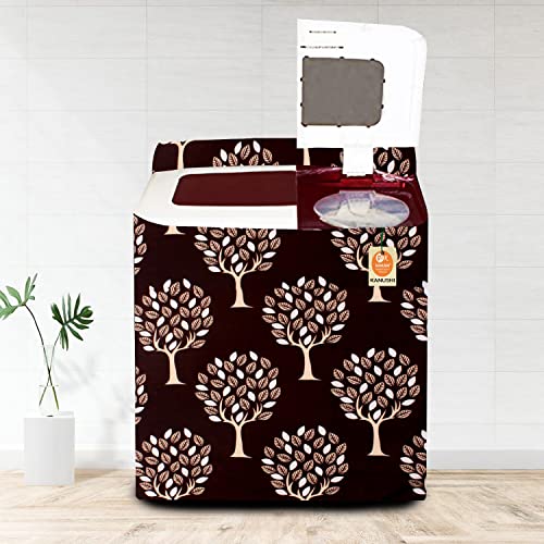 KANUSHI Industries® Washable & Dustproof Top Load Semi Automatic Washing Machine Cover (Suitable For 6 Kg, 6.5 kg, 7 kg, 7.5 kg) (VAR-WASMAC-BROWN-TREE-SEMI-01) - Image 1
