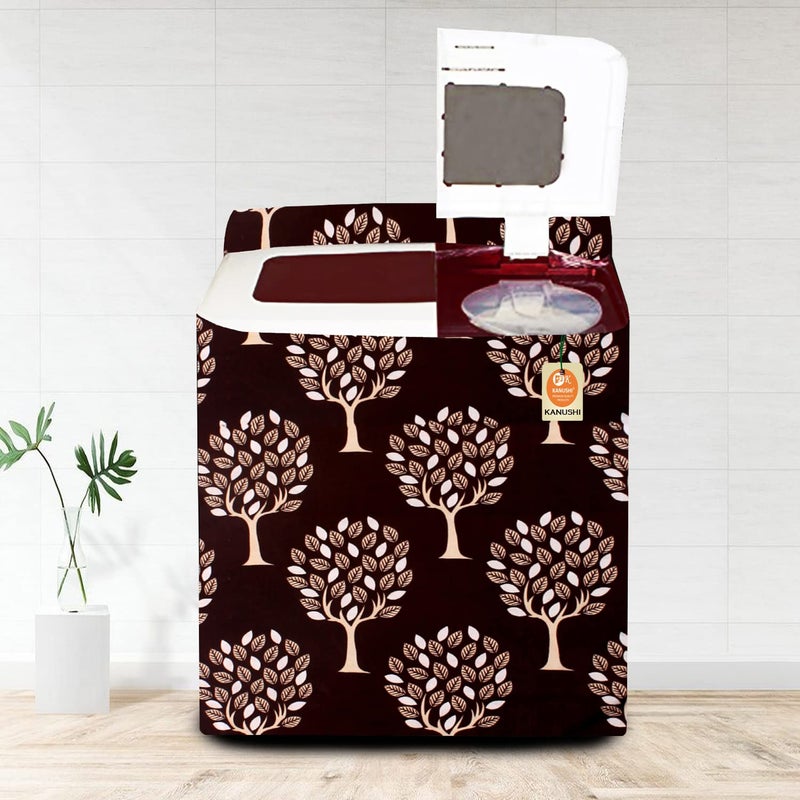 KANUSHI Industries® Washable & Dustproof Top Load Semi Automatic Washing Machine Cover (Suitable For 6 Kg, 6.5 kg, 7 kg, 7.5 kg) (VAR-WASMAC-BROWN-TREE-SEMI-01) - Image 5