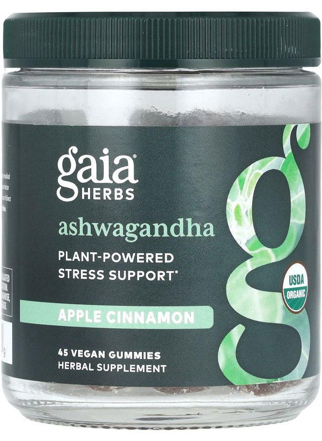 Gaia Herbs Ashwagandha Apple Cinnamon 45 Vegan Gummies 