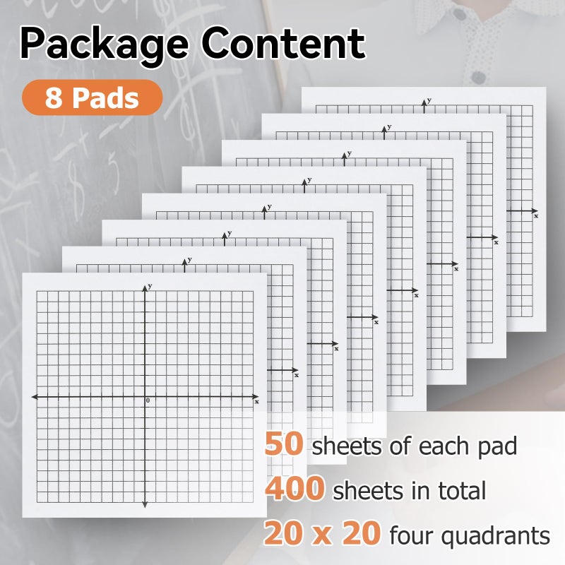 Tecreddy Graph Sticky Notes, 8 Pads, 3x3 Inch, Graph Paper Sticky Notes, Grid Sticky Notes, Coordinate Plane Sticky Notes for Office School Math Supplies - Image 2