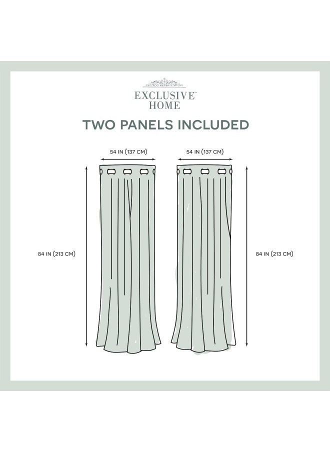 Exclusive Home Curtains - Exclusive Home Chateau Striped Faux Silk Grommet Top Curtain Panel Pair 54 x84 Dove Grey - Image 1