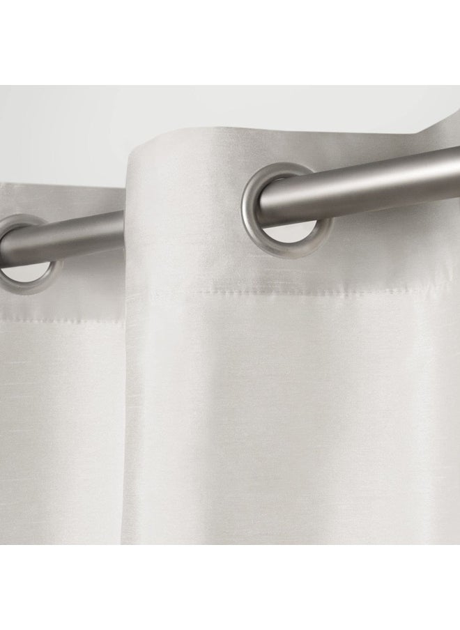 Exclusive Home Curtains - Exclusive Home Chateau Striped Faux Silk Grommet Top Curtain Panel Pair 54 x84 Dove Grey - Image 1