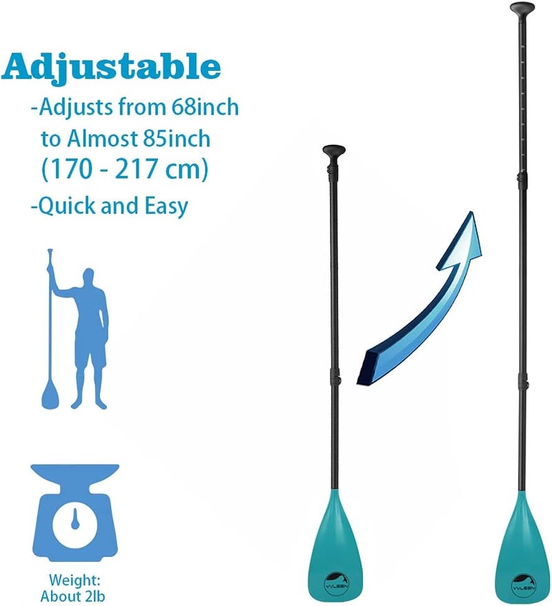YVLEEN SUP Paddle Board Paddle，Stand up Paddleboard Paddles Adjustable Aluminum 4-Piece Floating Kayak Paddle，Convertible Paddle - Image 2