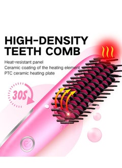 Uliova Uliova Mini Hair Straightening Comb Brush Seven Inch Hair Straightener Travel Convenient Straight Hair Suitable Anti Static Heating Comb Pink  - Image 4