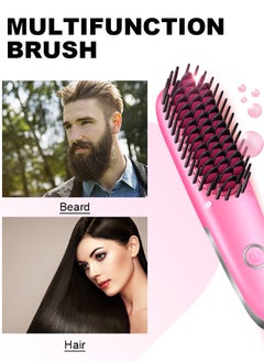 Uliova Uliova Mini Hair Straightening Comb Brush Seven Inch Hair Straightener Travel Convenient Straight Hair Suitable Anti Static Heating Comb Pink  - Image 2