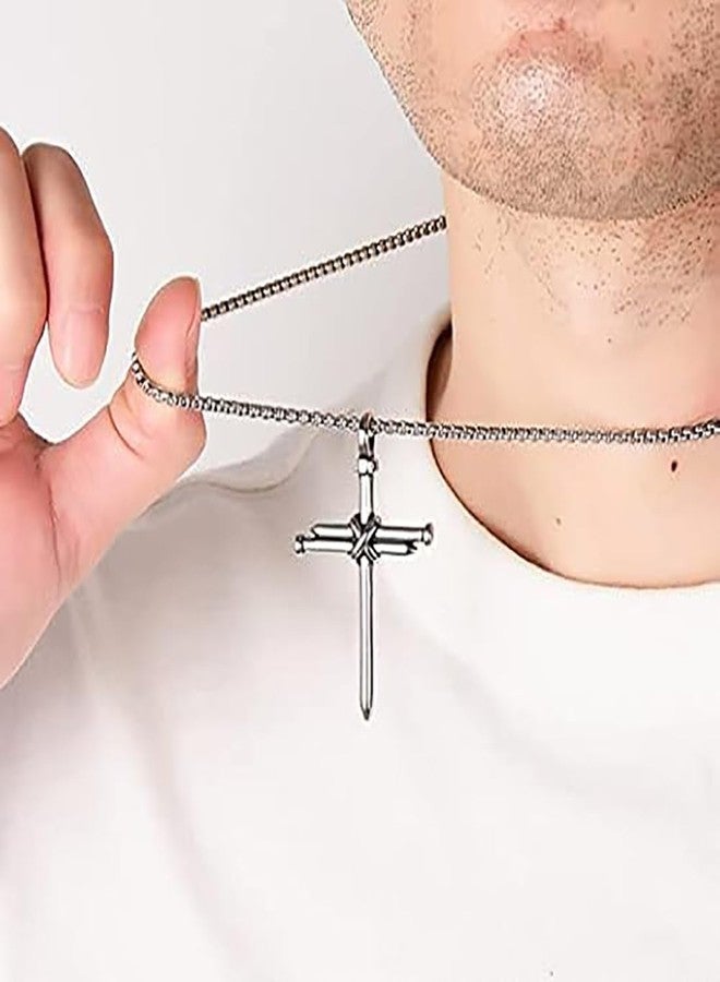 NEXT CREATION Punk Style Cross Pendant Necklace for Men - Image 3