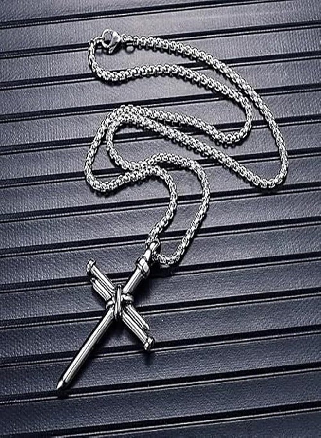 NEXT CREATION Punk Style Cross Pendant Necklace for Men - Image 5