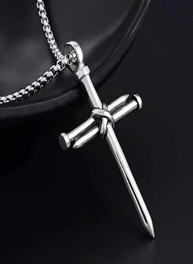 NEXT CREATION Punk Style Cross Pendant Necklace for Men - Image 2
