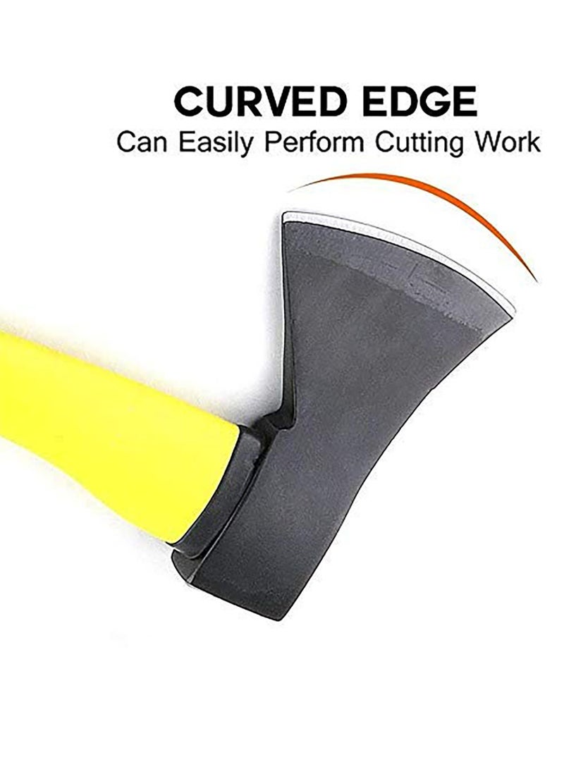 بوس_لايف_ستايل أدوات البستنة فأس الفأس جسم من الألياف الزجاجية مقبض مطاطي فأس قطع الخشب، فأس التخييم، فأس السلامة 1 كجم - Image 2