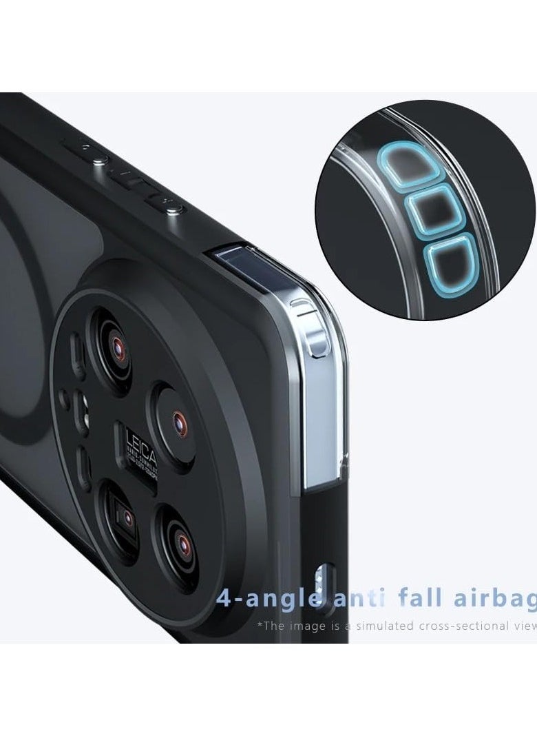 General Magnetic Case Compatible with Xiaomi 14 Ultra, Frosted Armor Back Cover Airbag Shockproof Bumper Cover for Xiaomi 14 Ultra  - Image 3