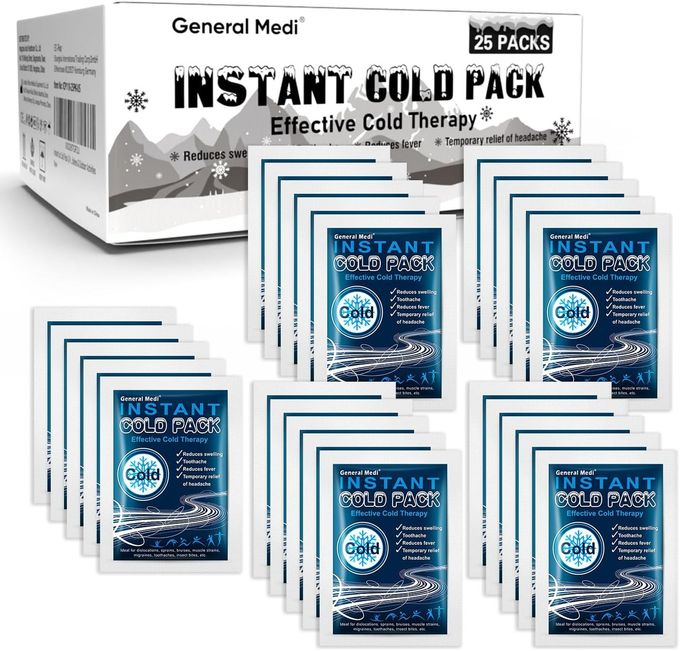 General Medi Instant Cold Pack 25 Packs for Pain Relief - Image 2