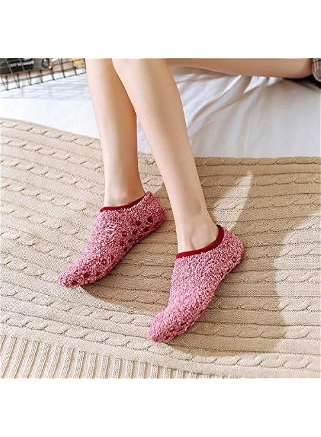 4/6 Pairs Cozy Winter Fuzzy Women Socks Grip Slippers Fluffy House Non Skid Microfiber Socks - Image 5