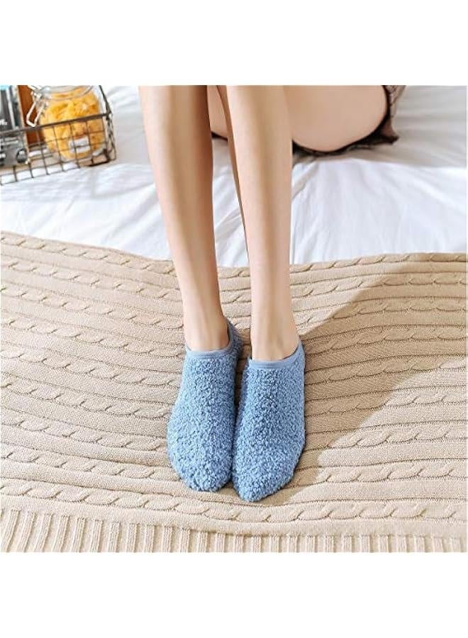 4/6 Pairs Cozy Winter Fuzzy Women Socks Grip Slippers Fluffy House Non Skid Microfiber Socks - Image 4