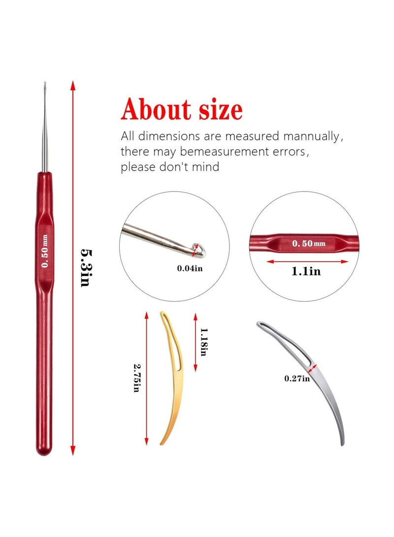 Crochet Hook Tool, Hair Crochet Needle Including 6pcs Dreadlock Crochets with Different Hook Needles and 2pcs Hair Locking Tools for Braid DIY Weaving Crafts (0.5 - 1.0mm) - Image 4