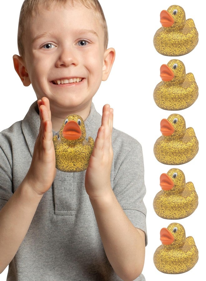Alpi Glitter Ducks - Set of 5 Fun & Sparkly Rubber Ducks & Bath Toys - Decorative, Collectible, and Great for Parties, Gifts & Bath Time (Gold) - Image 1