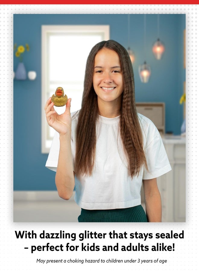 Alpi Glitter Ducks - Set of 5 Fun & Sparkly Rubber Ducks & Bath Toys - Decorative, Collectible, and Great for Parties, Gifts & Bath Time (Gold) - Image 3