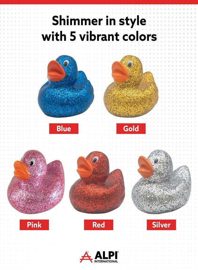 Alpi Glitter Ducks - Set of 5 Fun & Sparkly Rubber Ducks & Bath Toys - Decorative, Collectible, and Great for Parties, Gifts & Bath Time (Gold) - Image 4