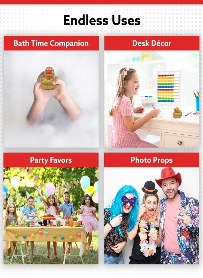 Alpi Glitter Ducks - Set of 5 Fun & Sparkly Rubber Ducks & Bath Toys - Decorative, Collectible, and Great for Parties, Gifts & Bath Time (Gold) - Image 5