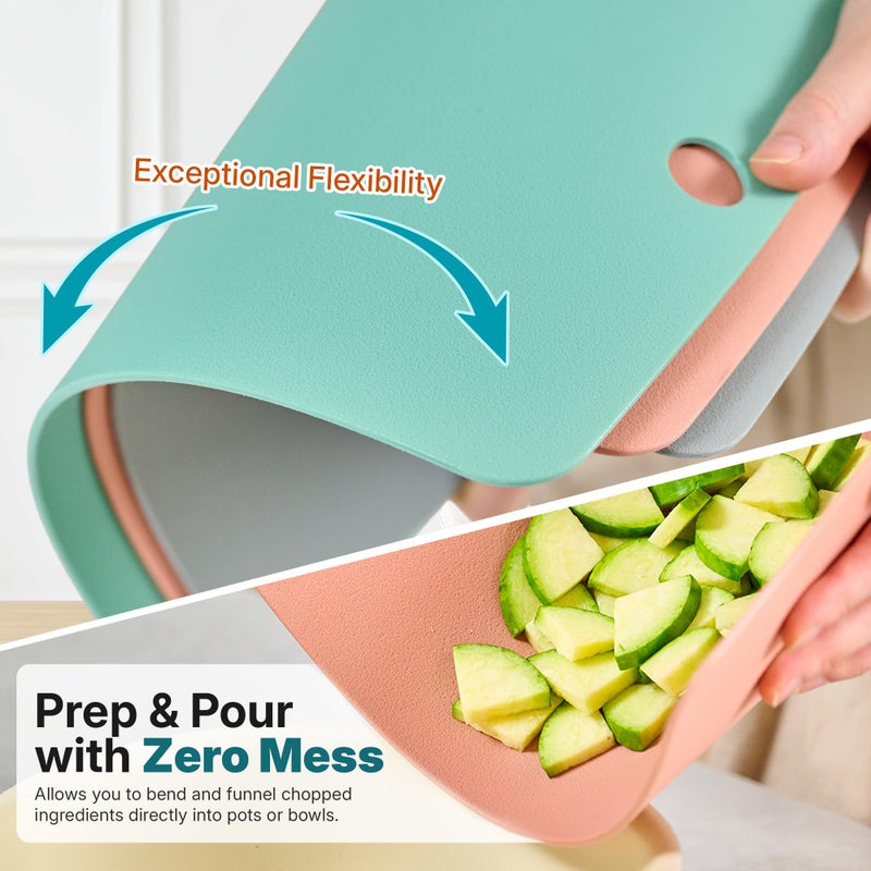 Firgi TPU Cutting Board Set of 3, BPA-Free Non-Slip Flexible Cutting Mats for Kitchen, Food Grade Silicone Chopping Boards - Dishwasher Safe Kitchen Essentials - 9" x 12" - Image 5