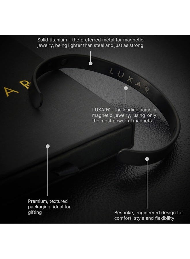 LUXAR Men's Titanium Magnetic Bracelet | Sophisticated Solid Titanium Bangle with Powerful Rare-Earth Neodymium Magnets (Large Gunmetal Grey [Men's]), Large, Titanium - Image 2