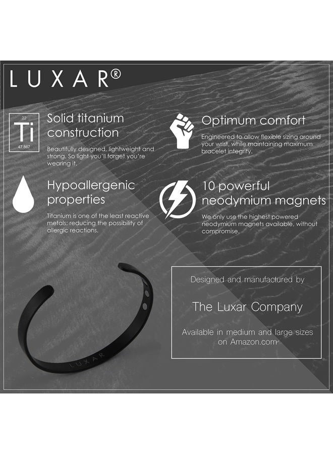LUXAR Men's Titanium Magnetic Bracelet | Sophisticated Solid Titanium Bangle with Powerful Rare-Earth Neodymium Magnets (Large Gunmetal Grey [Men's]), Large, Titanium - Image 3