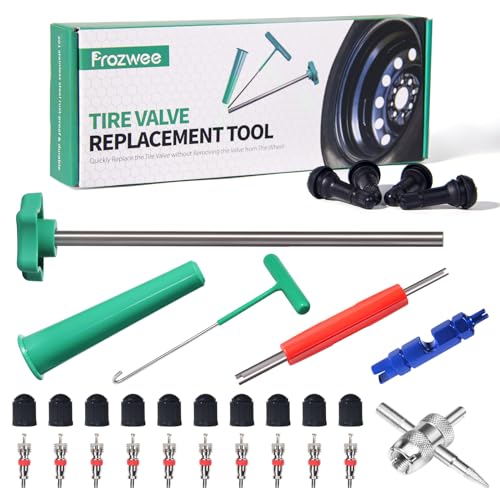 Prozwee Tire Valve Stem Core Quickly Replacement Tool Kit,with Stem Removal Tool Set,Perfect Tool for Replacing Leaky Valves in Cars,Trucks,Motorcycles, etc.with 4PCS TR413 Valve Stems - Image 1