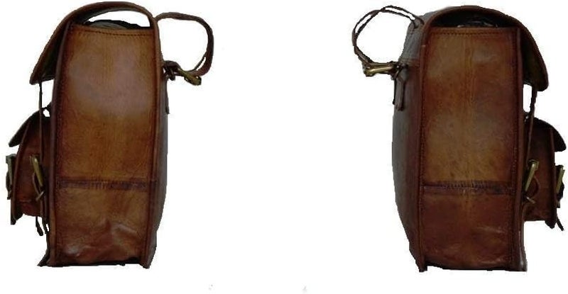 PRASTARA Brown Leather Motorcycle Side Pouch Saddlebags - Image 2