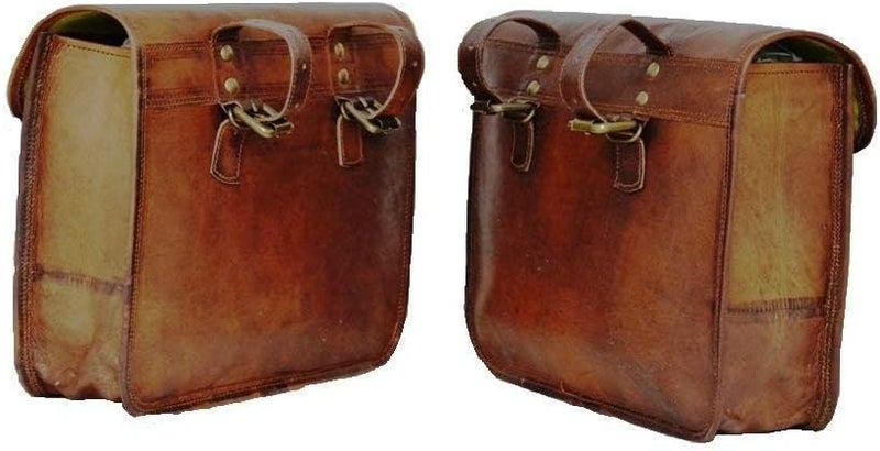 PRASTARA Brown Leather Motorcycle Side Pouch Saddlebags - Image 3