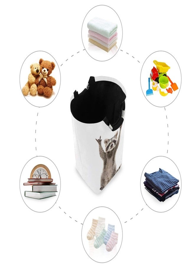 Tarity Funny Rock Raccoon Laundry Hamper 52L Large Laundry Baskets Oxford Collapsible Dirty Clothes Tote Storage Bag with Handles Foldable Washing Basket Bin for Bedroom Bathroom Closet, One size - Image 4